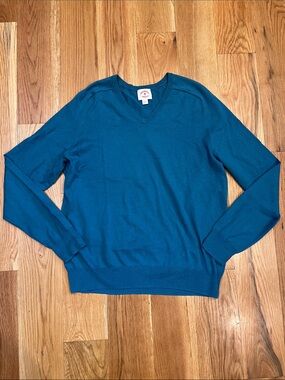 Brooks Brothers Red Fleece V-Neck Sweater, Cotton/Cashmere Blend, Size Large